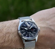 Seiko 5 Sports SRPH23K1 Flieger Automatic Black Dial Milanese Strap Men's Watch - mzwatcheslk srilanka